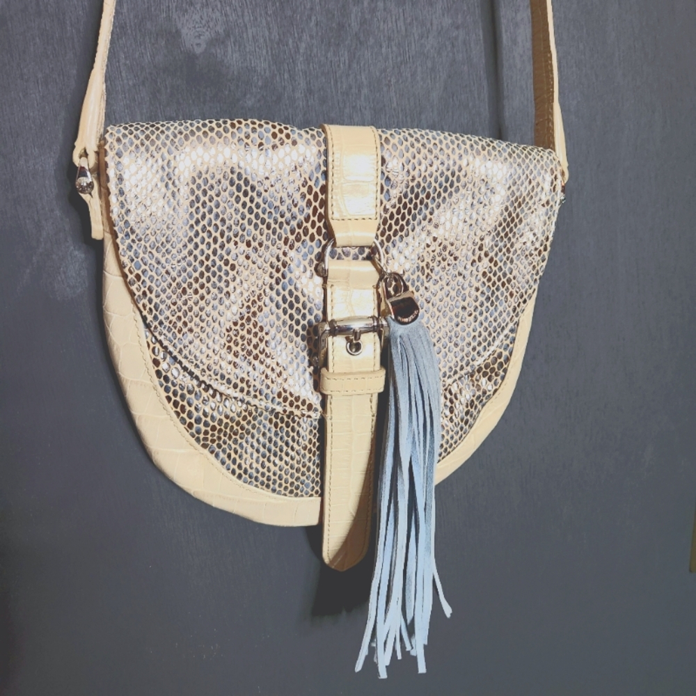 Henri Bendel Tan and Silver Crossbody Bag